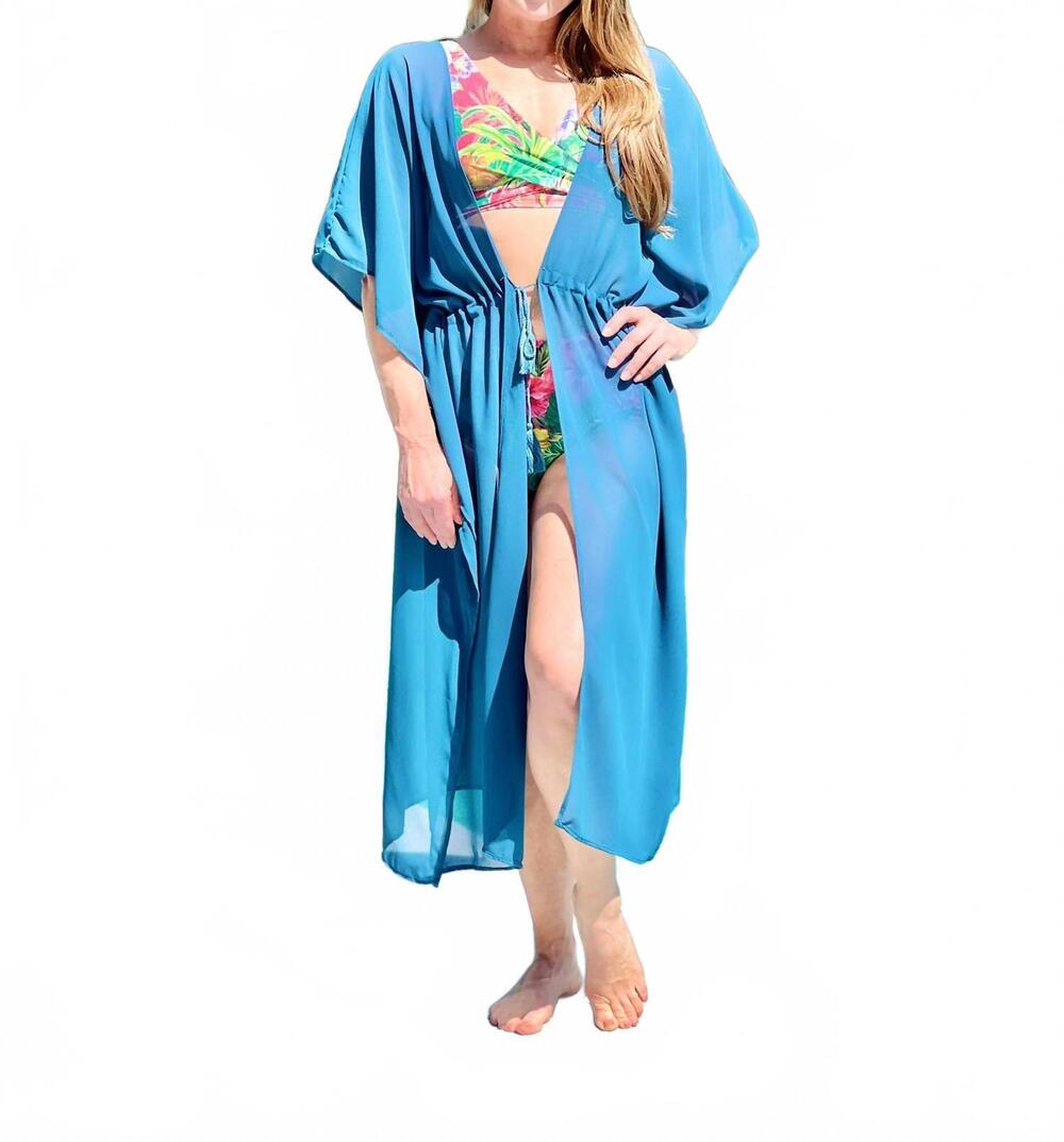NEW DM MERCHANDISING riviera wrap midi dress in teal